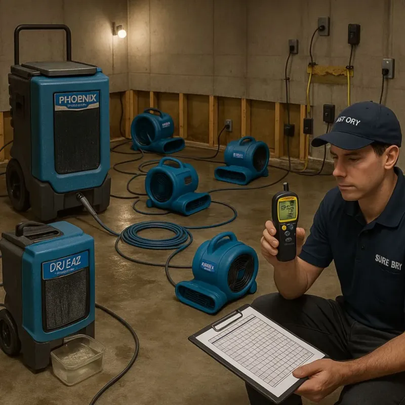 Structural Drying and Dehumidification process in Warren, AR